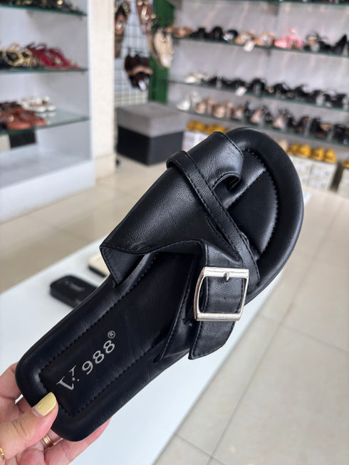 Buckle Multi Straps Slid On Sliders